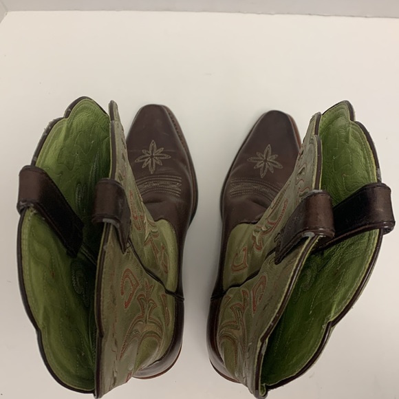 Ariat Women’s Cowboy Boots 9B Green Uppers Brown Leather - Picture 12 of 12